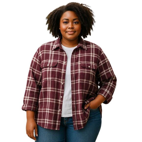 Duluth Trading Co. Plaid Flannel Fleece Lined Jacket - Picture 1 of 11